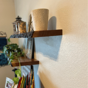 Custom Wood FLoating Shelfs made by Visionary Handyman Services LLC