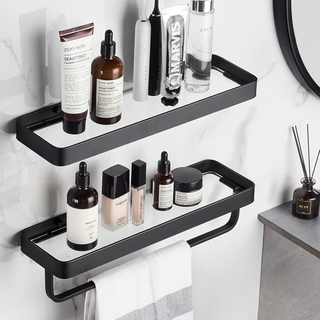 Bathroom Floating Shelves black and white moderns display